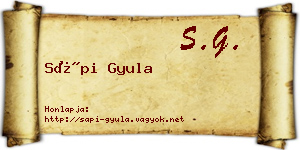 Sápi Gyula névjegykártya